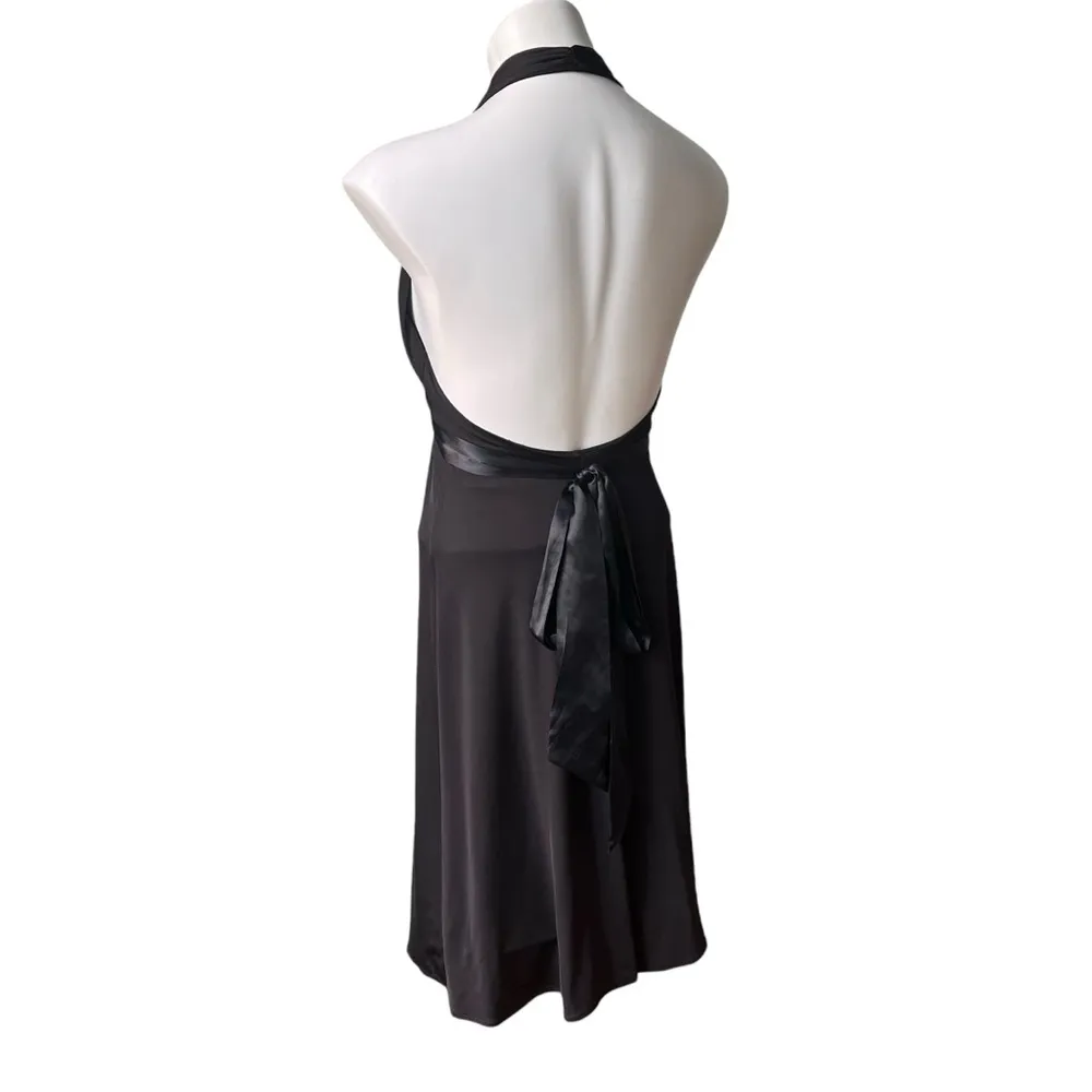 BCBGMaxAzria Black Halter Dress with Silk Tie Ribbon, Sz XS - Image 6