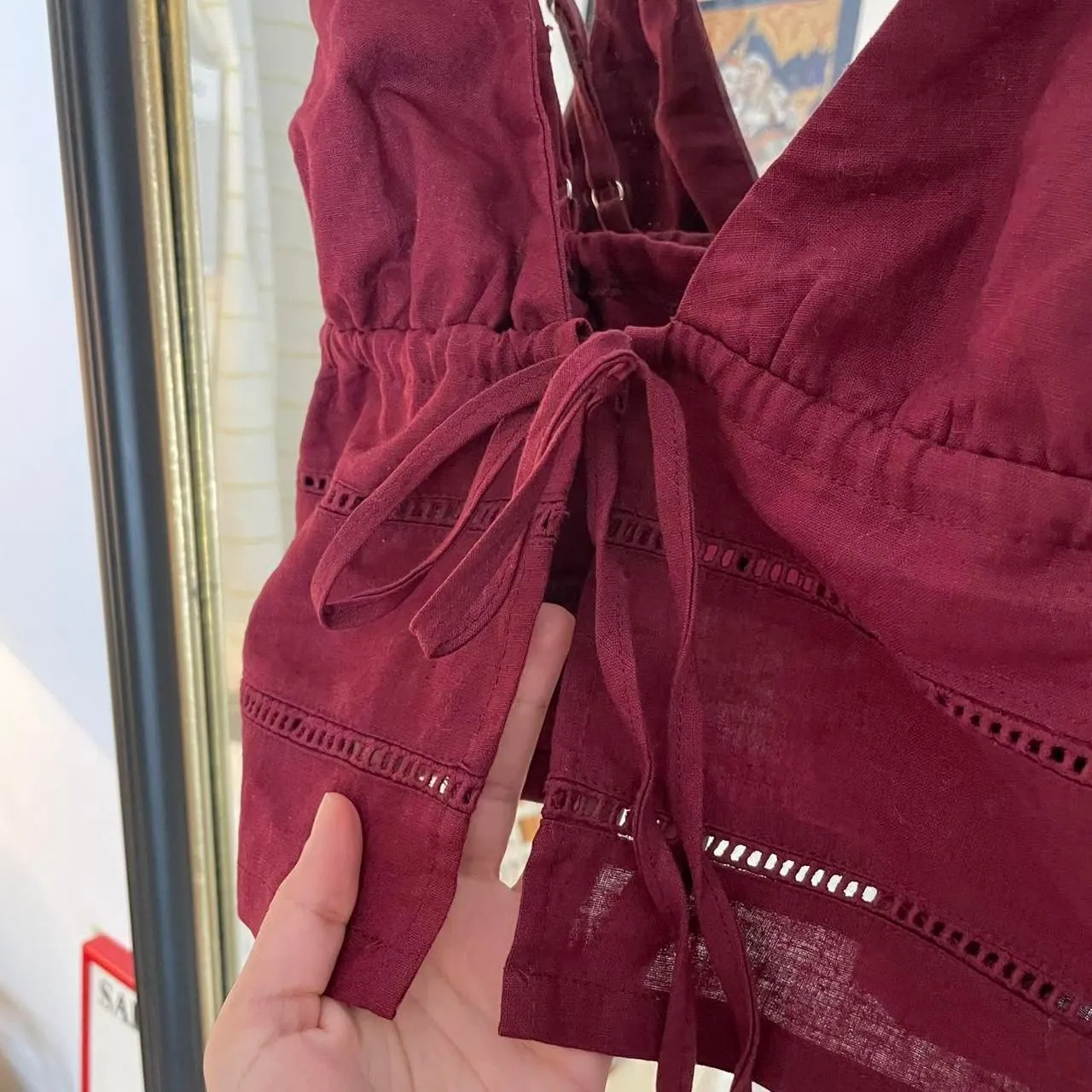 Edikted Women's Burgundy and Red Crop-top - Image 6