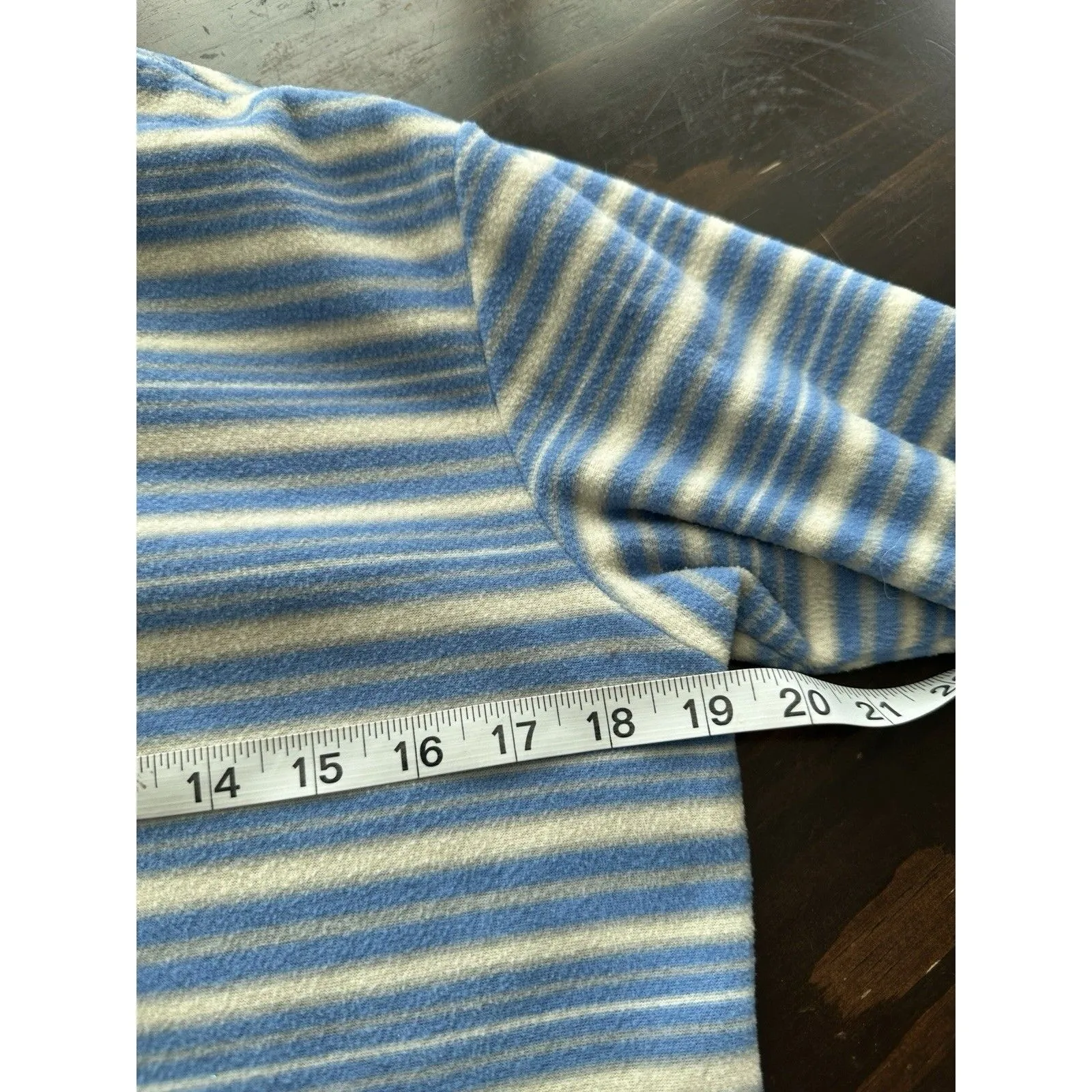 Patagonia CAPILENE VTG M 1/4 Zip Pullover Women's Blue Striped Fleece Sweater - Image 8