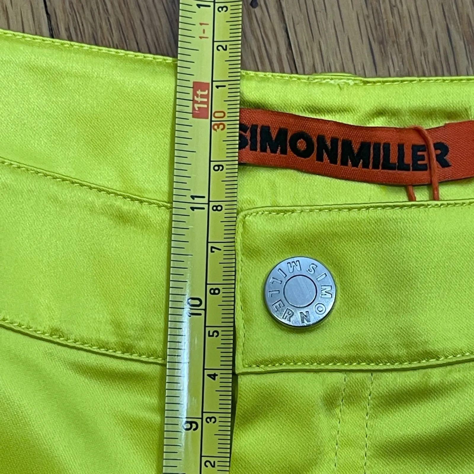 SIMON MILLER Rhodes Pants Size 2 Neon Yellow NEW Satin Cargo Designer Streetwear - Image 14