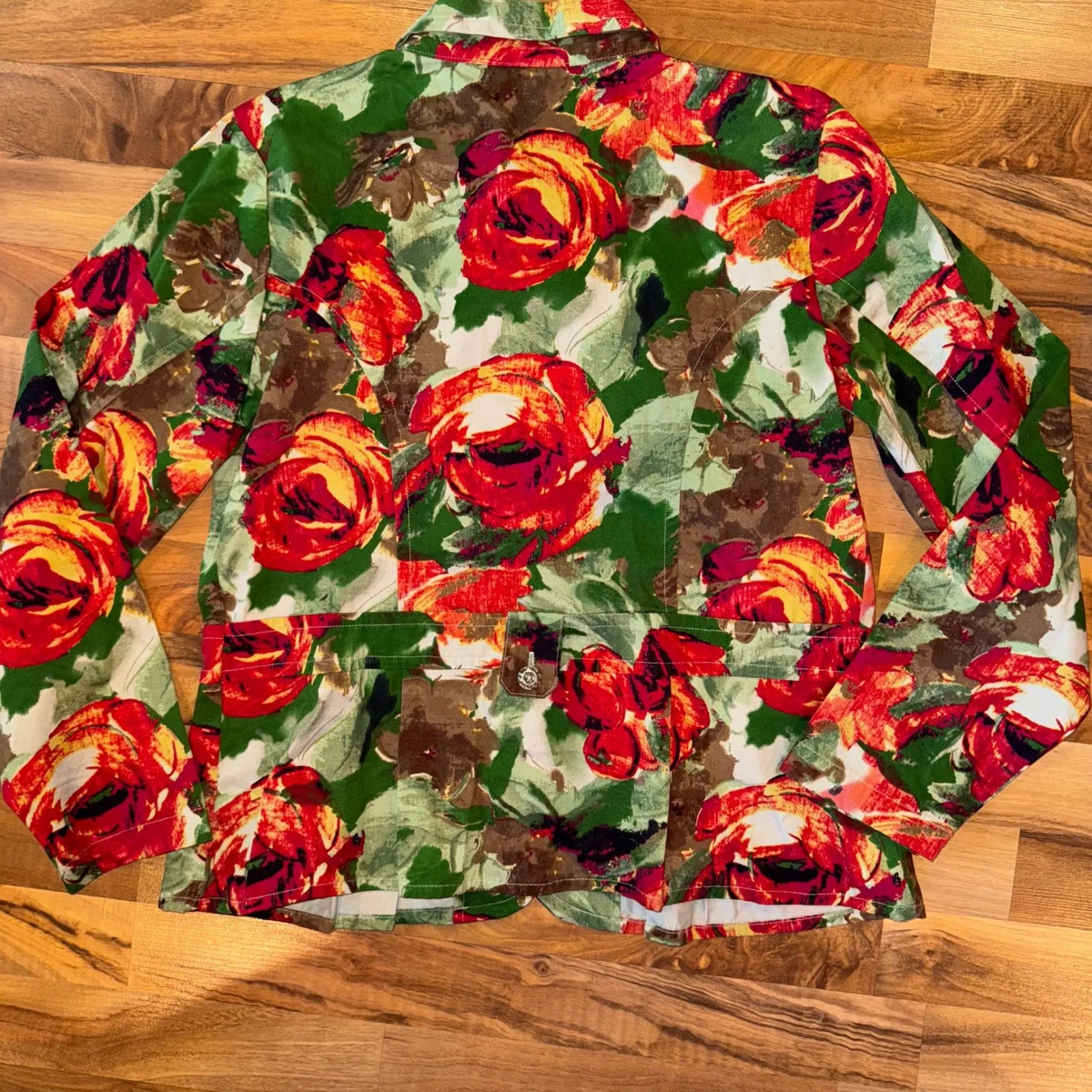 Christopher & Banks Floral Blazer Jacket Womens XL Red Green Flower fall coat - Image 3