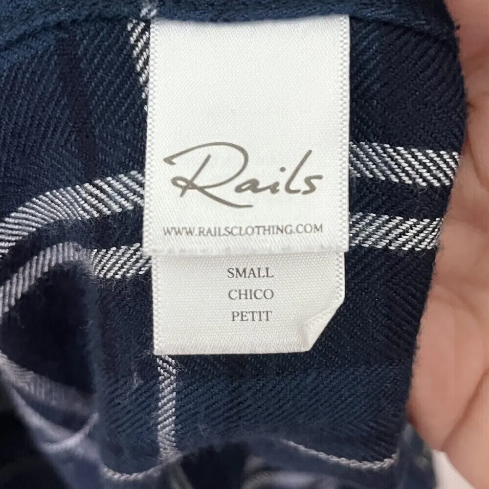 RAILS Bianca Shirt Dress Size Small Plaid Rayon Long Sleeve Mini Button Down - Image 11