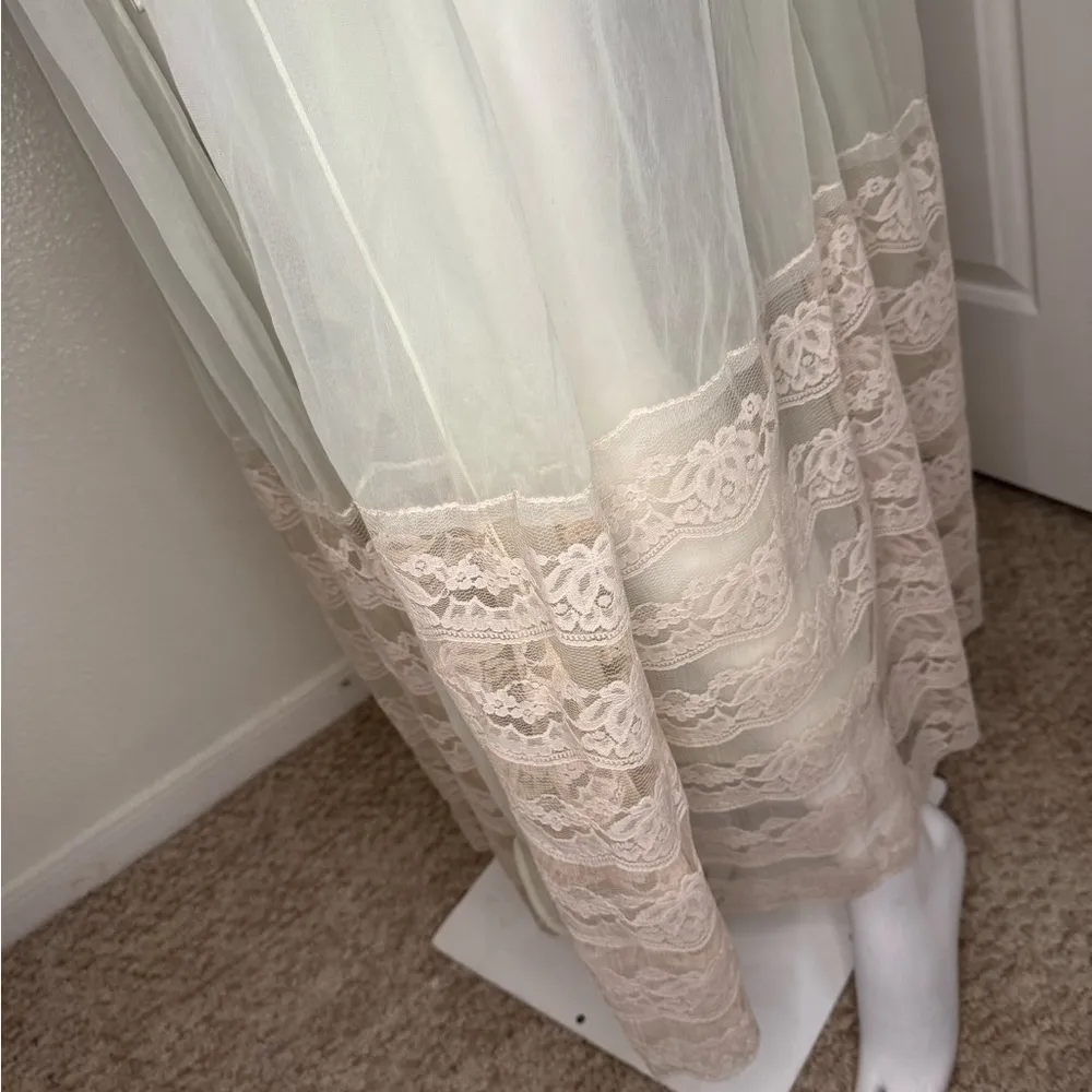 Intimi 1960 Vintage Cream Shapewear Robe with Lace Trim Size L. #158 Size L - Image 5