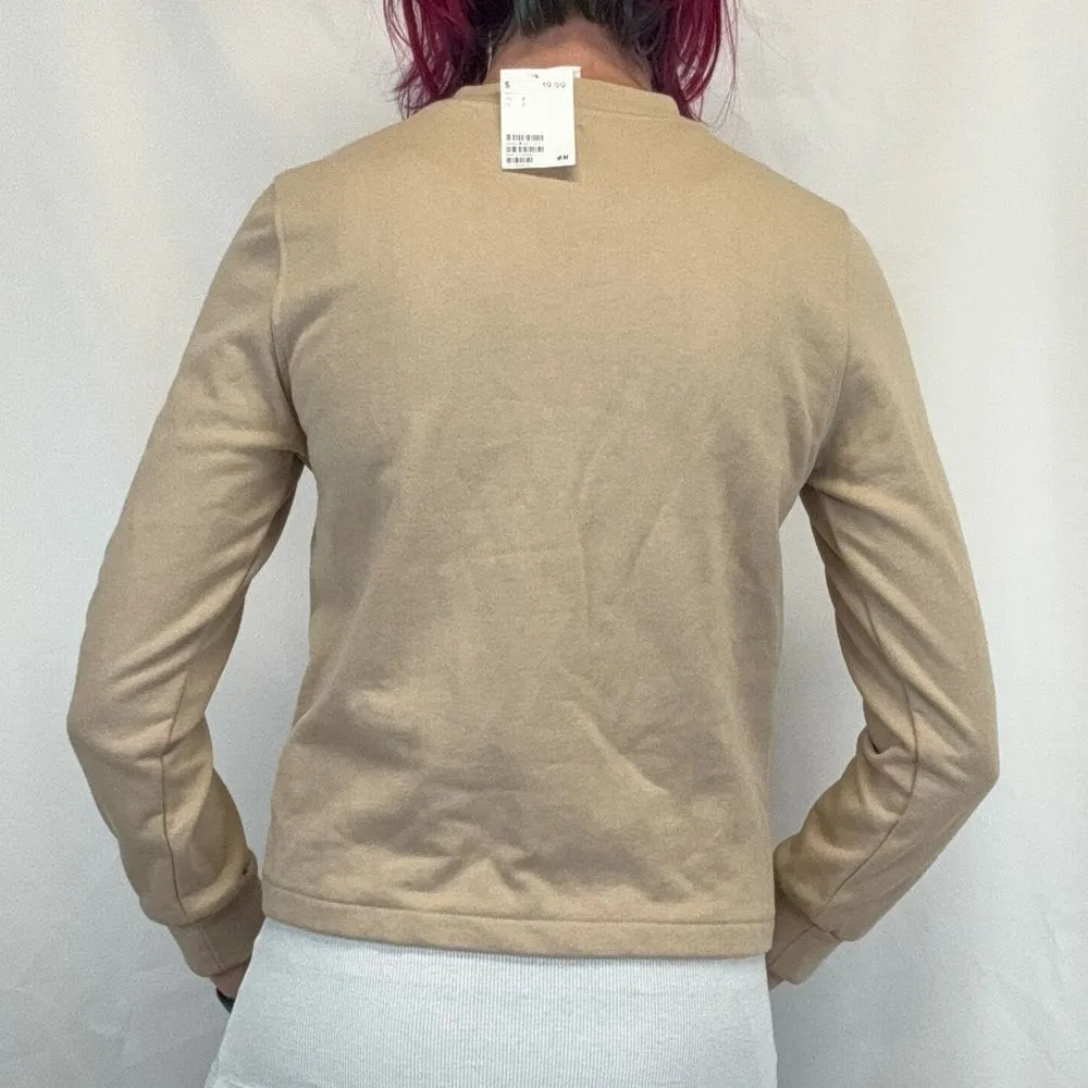 H&M Women's Twist Front Center Seam Long Sleeve Sweatshirt S SM Small Tan Brown - Image 2
