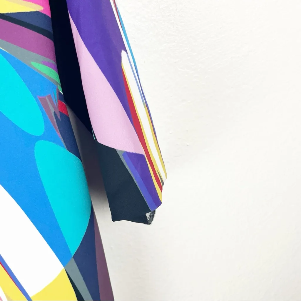 trina TRINA TURK Esteem Multicolored V-Neck Long Sleeves Back Zipper Dress 6 - Image 7