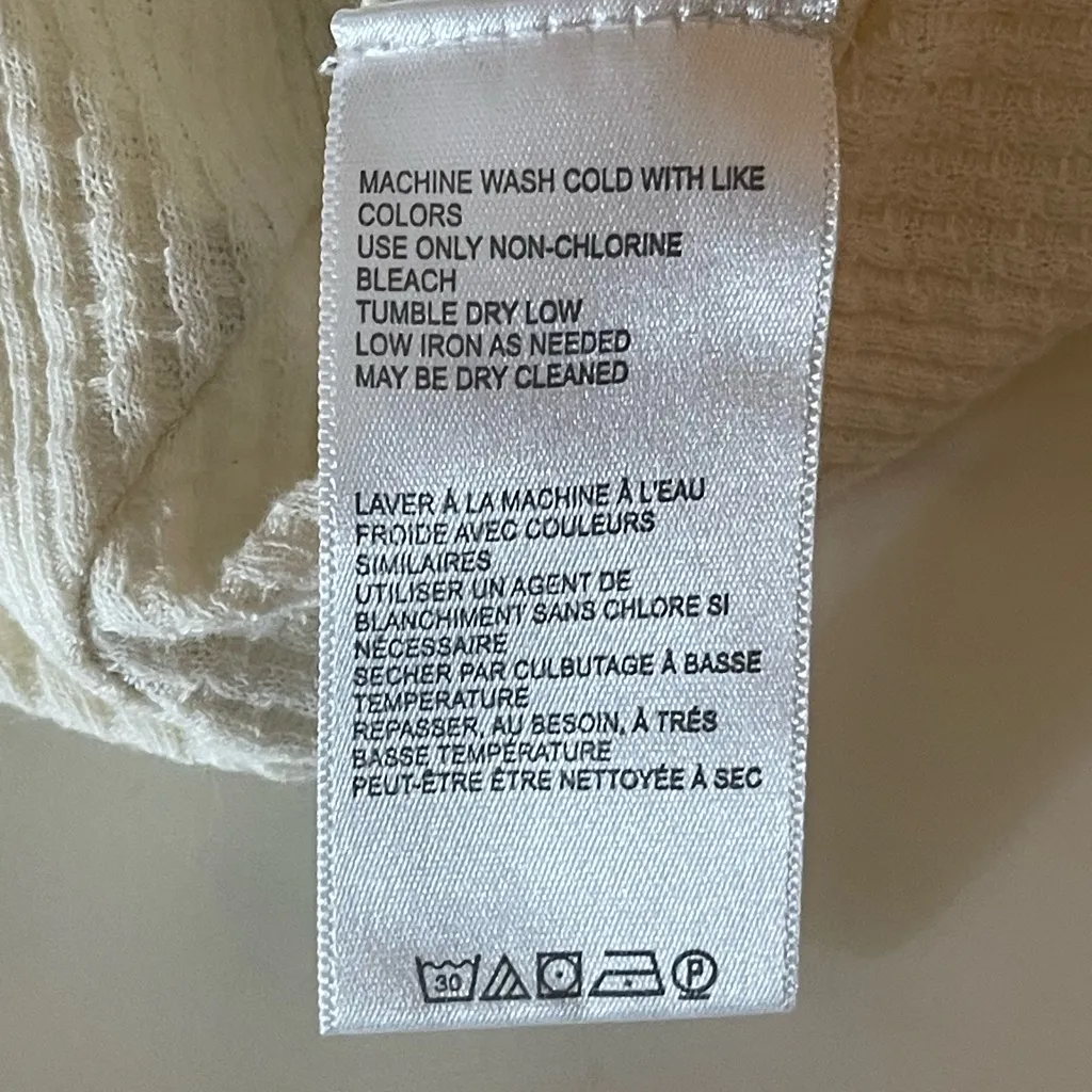 Urban Outfitters Ivory Ribbed Corset Hem Long Sleeve Top Women’s Size S - Image 6