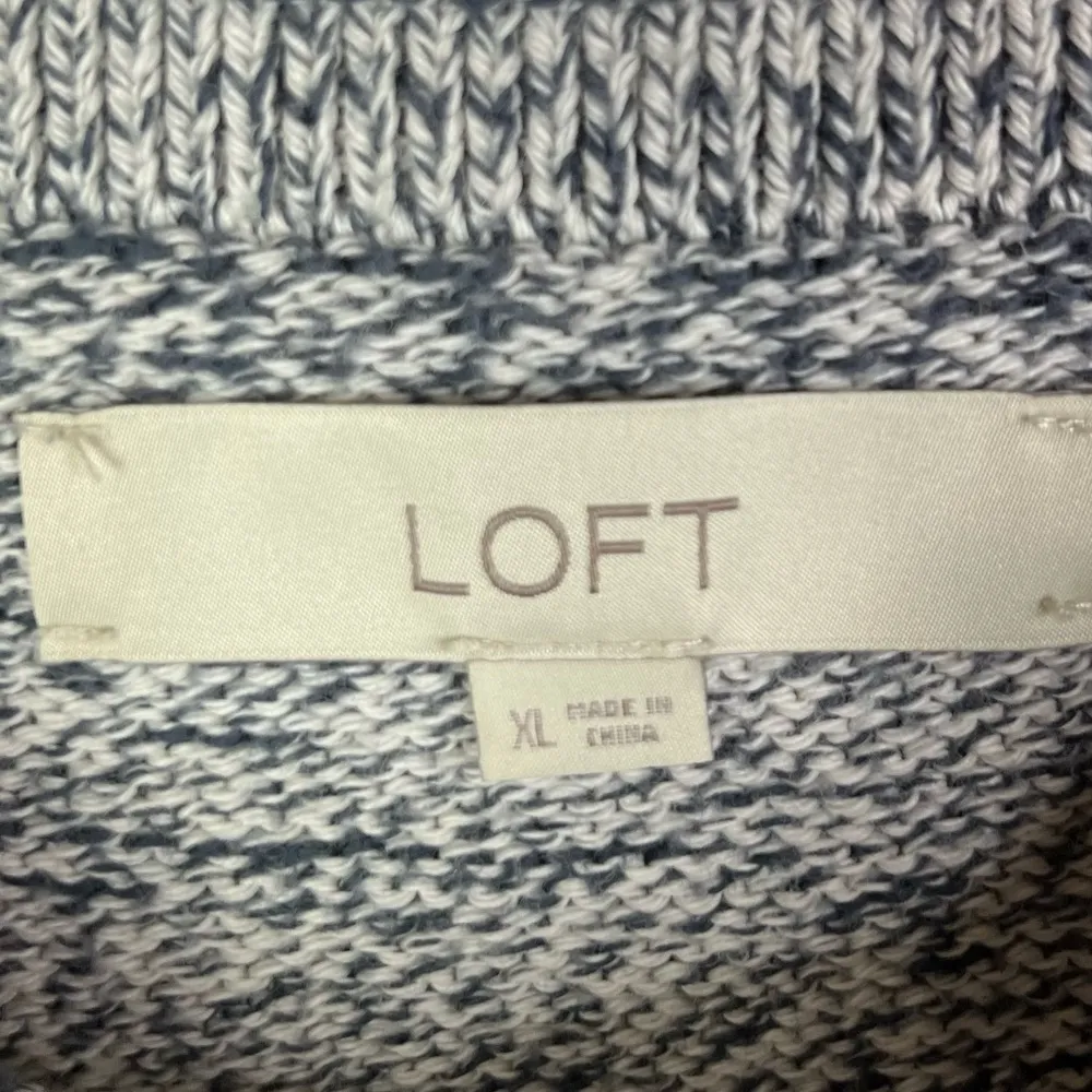 Ann Taylor Loft Marled Navy Blue Gray Knit Sleeveless Sweater Tank Top XL - Image 4