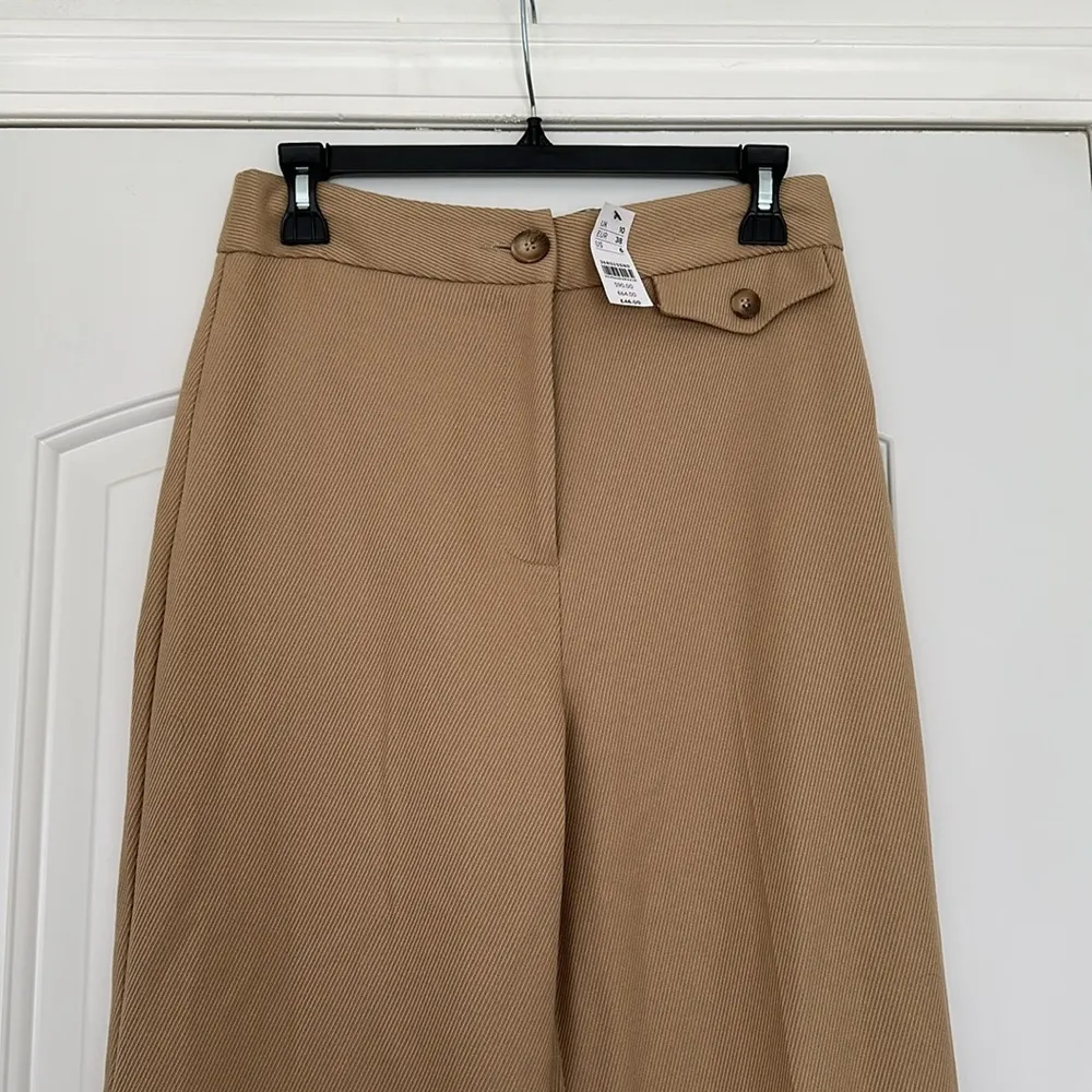NWT Topshop Wide Leg High Waist Dress Pants Trousers Cuffed Cream Tan Sz 6 - Image 2