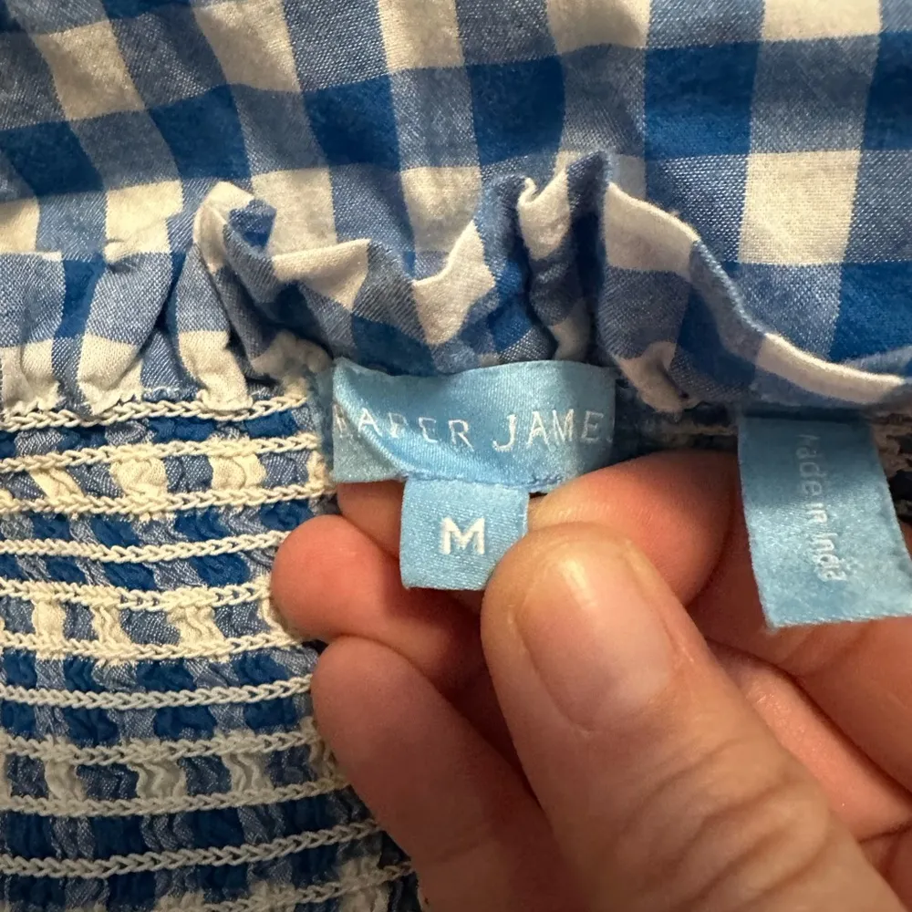 Draper James Taylor Smocked Dress in Blue Gingham Size M - Image 4