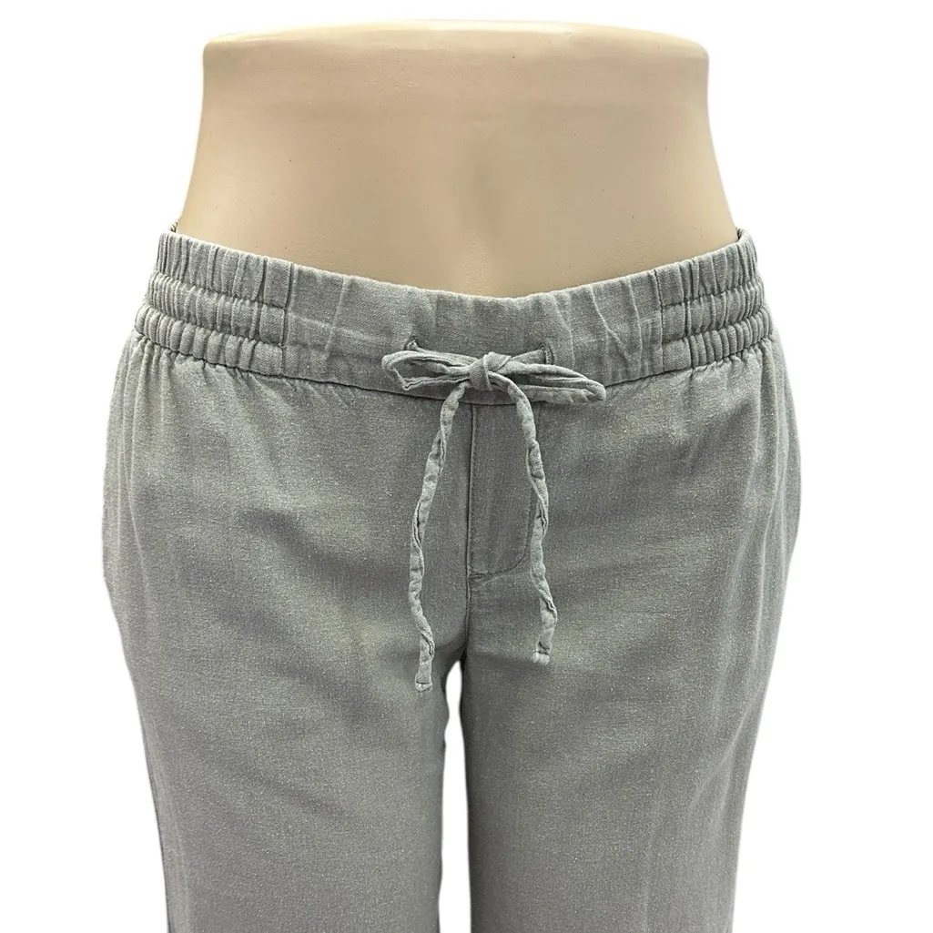 Old Navy Gray Linen Blend Wide Leg Pants Drawstring Waist Casual Crop Petite S - Image 4