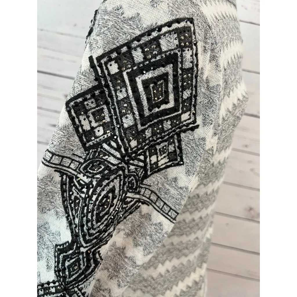 NWT Vocal USA Shirt Tunic Top size Small‎ Black Tribal Long Sleeve Bling Western - Image 10