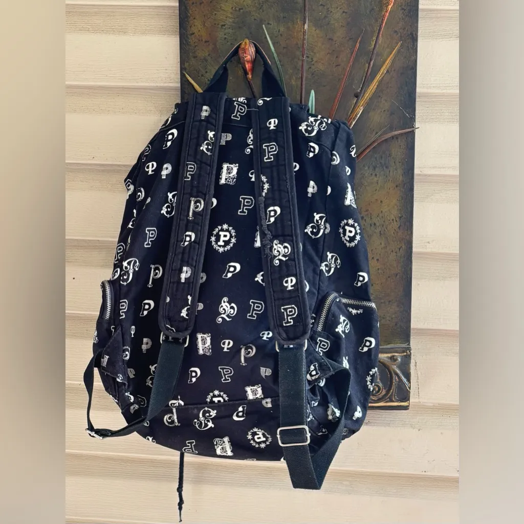 Pink Victoria’s Secret Canvas Black Monogram Backpack - Image 12