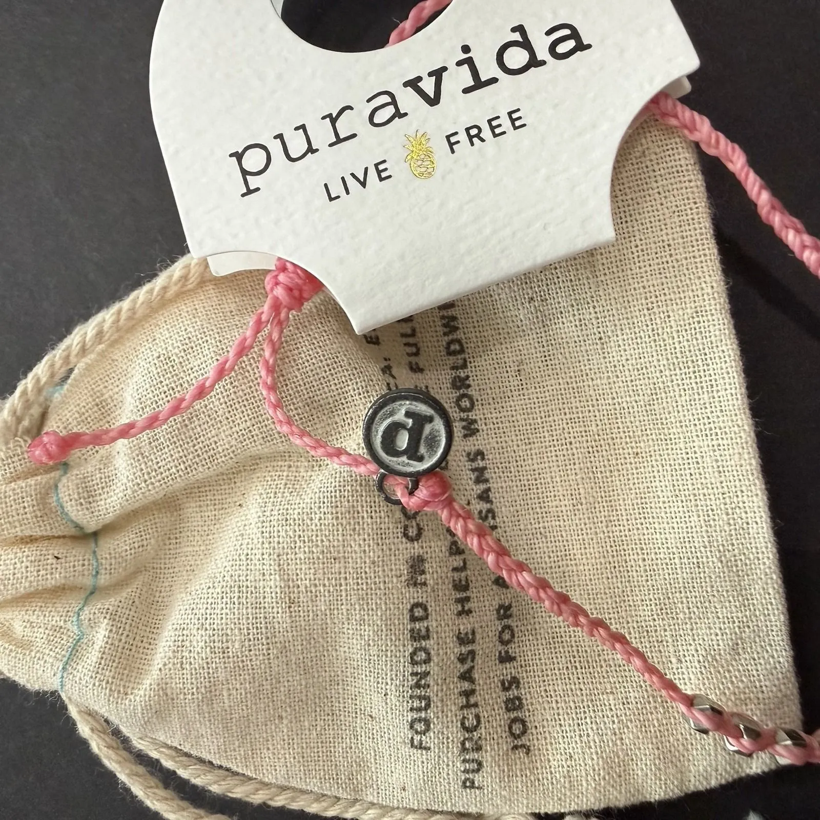 New Pura Vida Original Charm Bracelet Bead Pink Cord Adjustable Gift Boho Beach - Image 4