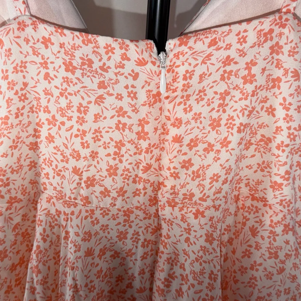 Blue Rain Pink Floral Spaghetti Strap Front Tie Bow Accent Romper Size Small - Image 8