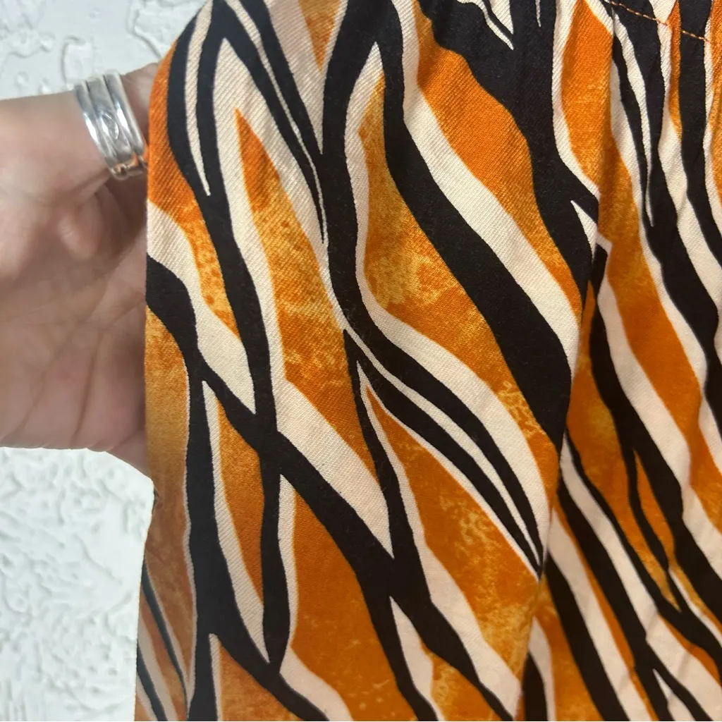 HAVER + BLAIR Artsy Airy Flowy Straight Leg Drawstring Pants Size M Orange Size M - Image 8