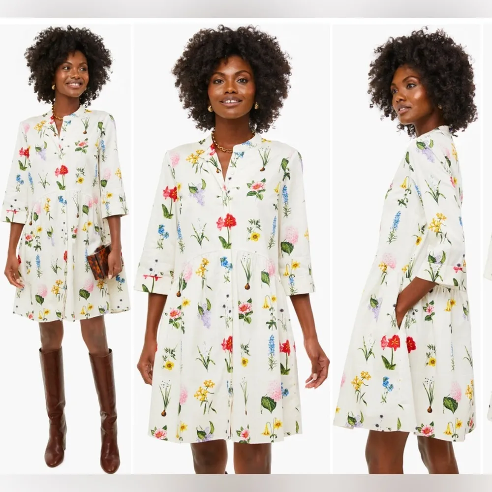 Tuckernuck Fresh Buds Royal Shirt Dress long sleeve mini floral flowers print - Image 2
