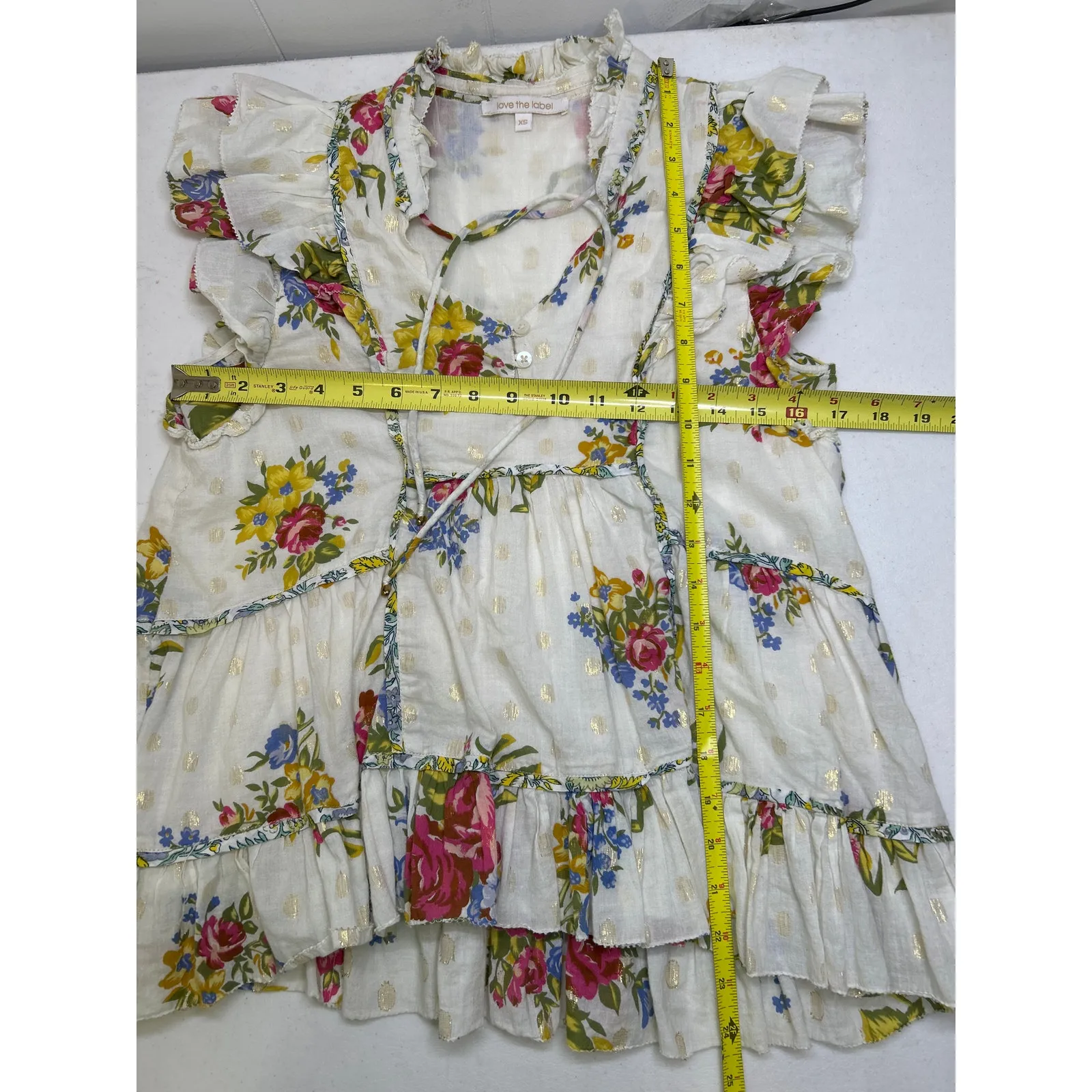 Anthropologie Love The Label Helena Blouse Top Ruffle Floral Print Size XS - Image 7