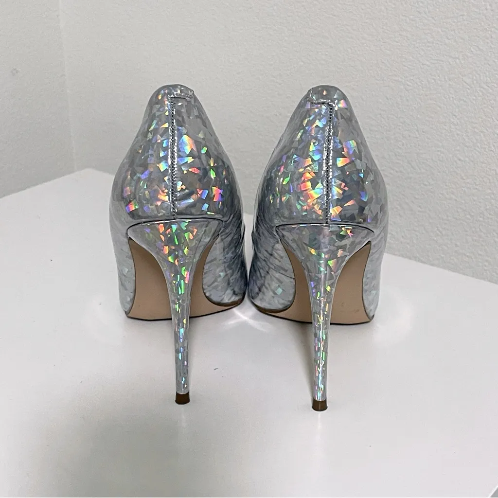 Steve Madden Silver Iridescent Daisie Pointed Toe Stiletto Heels 7 - Image 6