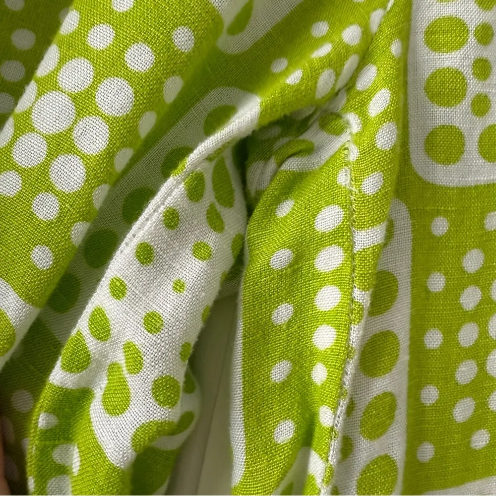 Anthropologie x The Odells The Anna Wide Leg Linen Pant in Lime Multi Size Med - Image 11