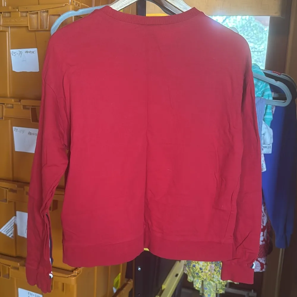 Divided H&M Red Long Sleeve 100% Cotton Tee with Stripe Size Medium - Image 8