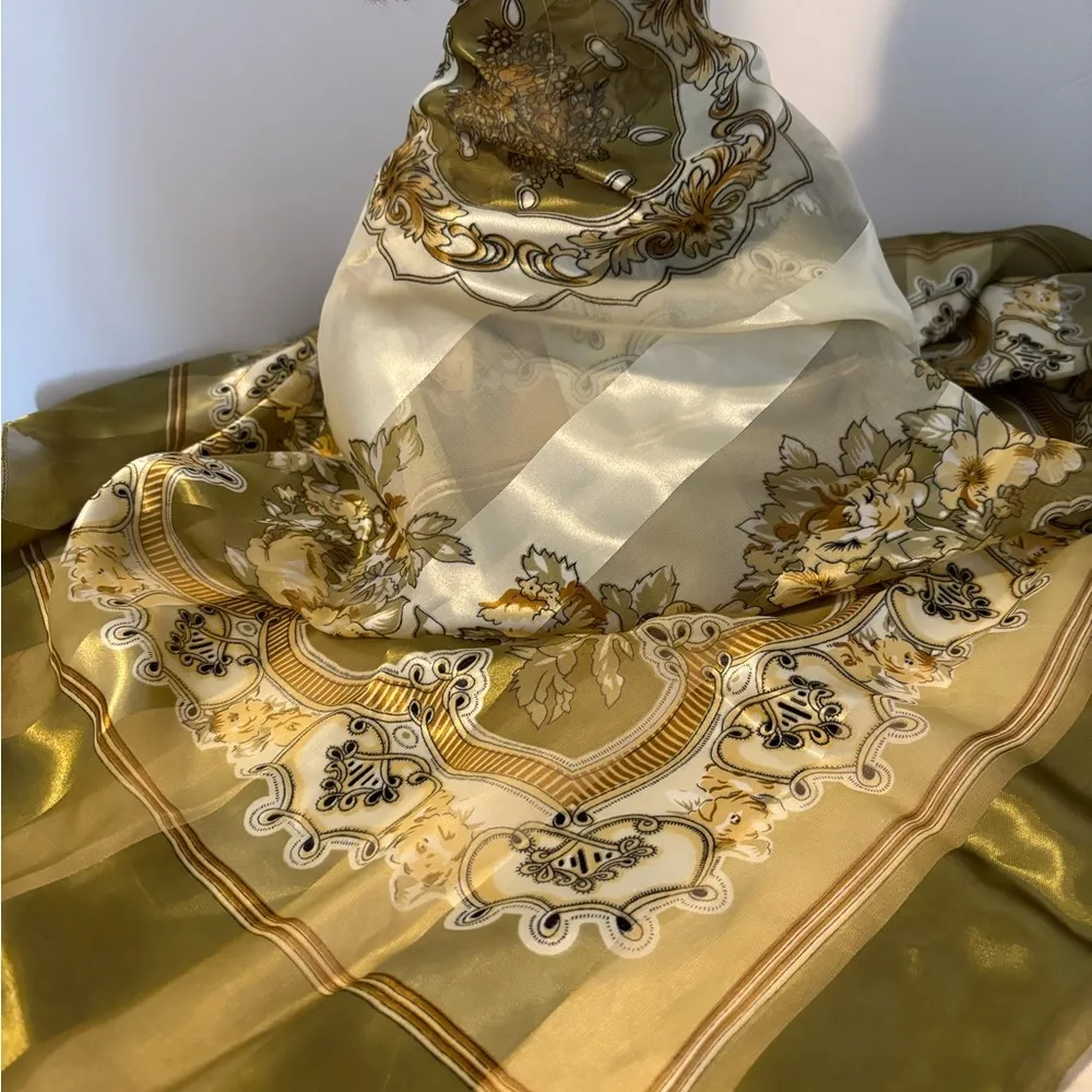 Vintage Straw Hat and Scarf Combo Olive Green - Image 10