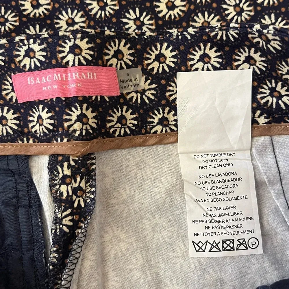 NWT! Women’s Isaac Mizrahi navy navy blue daisy print Istanbul pants, Size 4 - Image 5