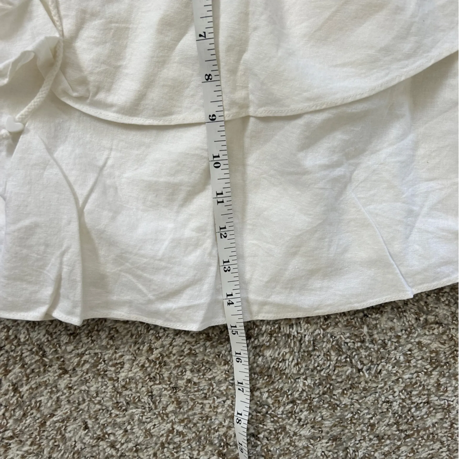 Stoney Clover White Ruffle Mini Skirt Linen Blend Preppy Neutral Bachelorette - Image 7