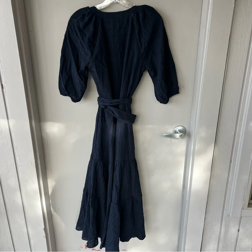 Madewell Tie-Waist Tiered Midi Dress in Windowpane - Image 10