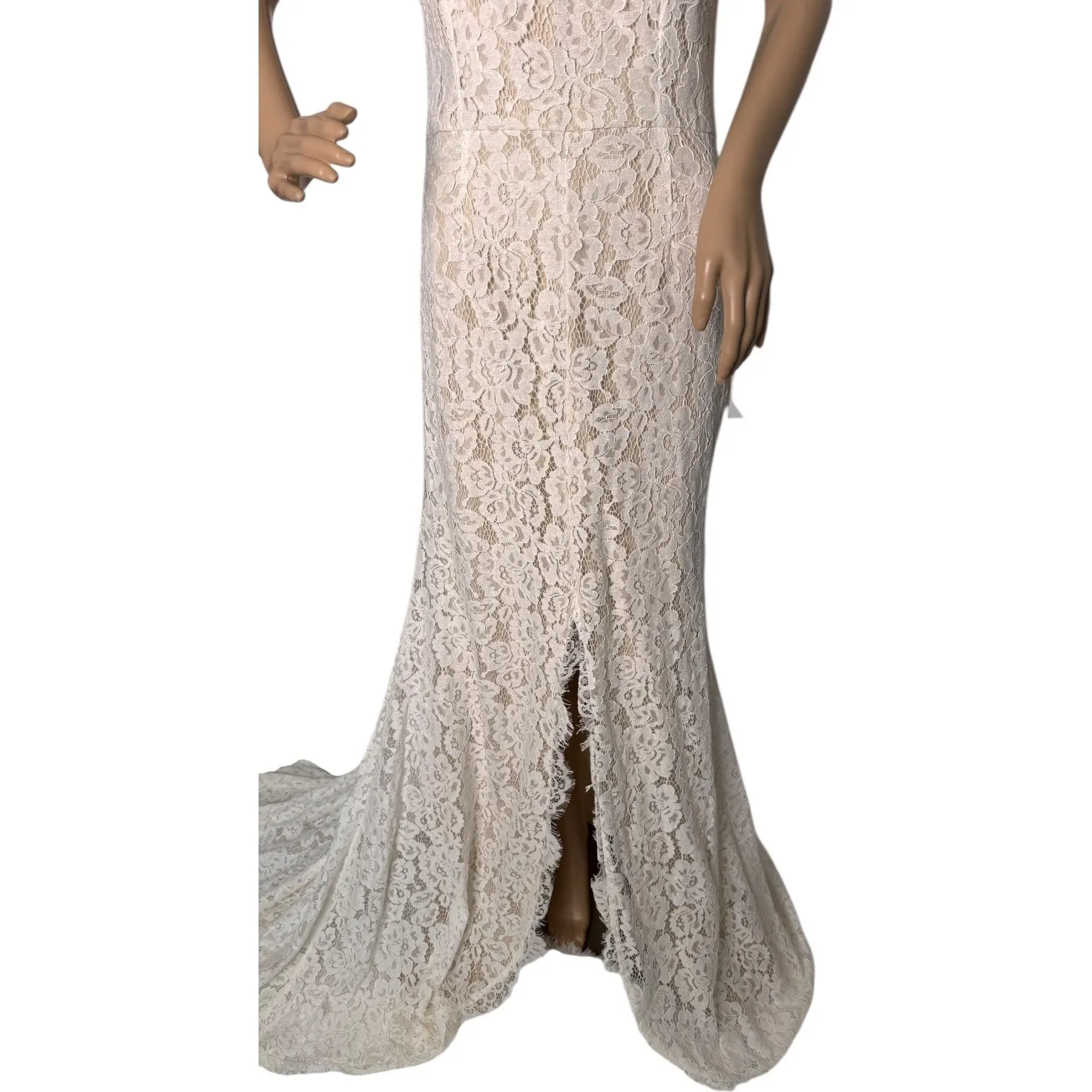 Lulus XL Ivory Lace Open Back Bridal Gown With Train NWT - Image 8