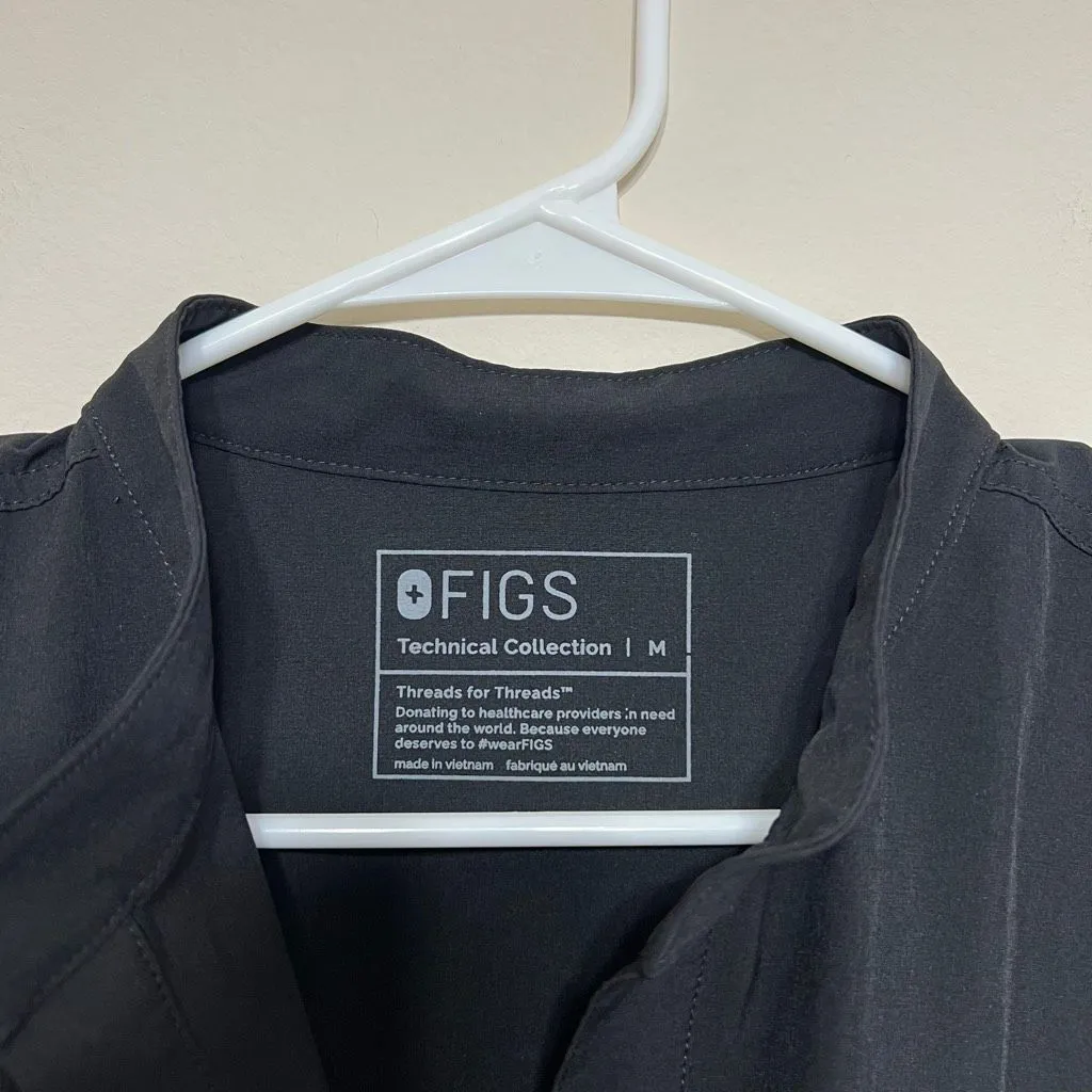 Figs Black Rafaela Oversized Scrub Top Medium with Pockets Women - Image 2