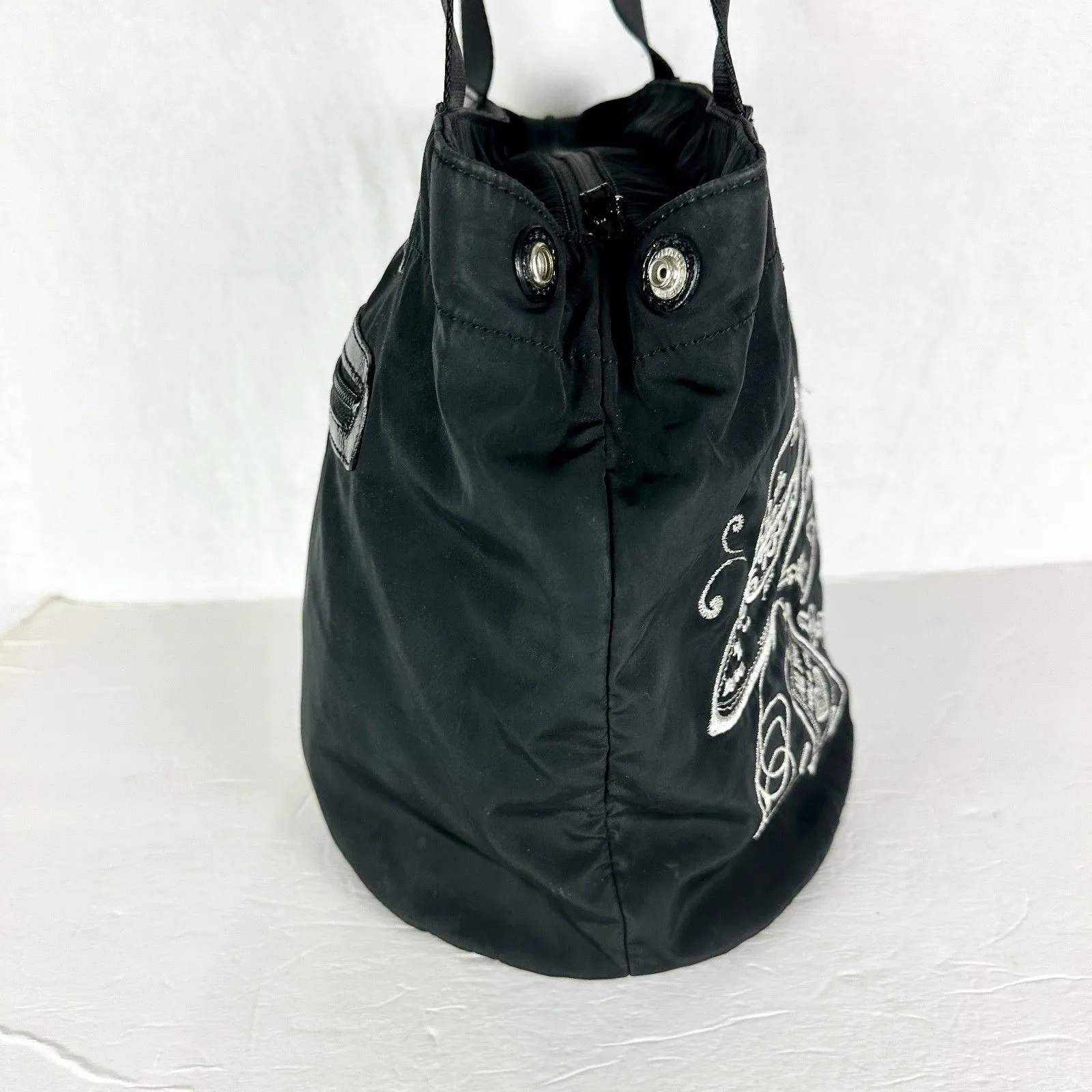 Brighton Beach Embroidered World Traveler Nylon Tote Bag Carry On Black - Image 4