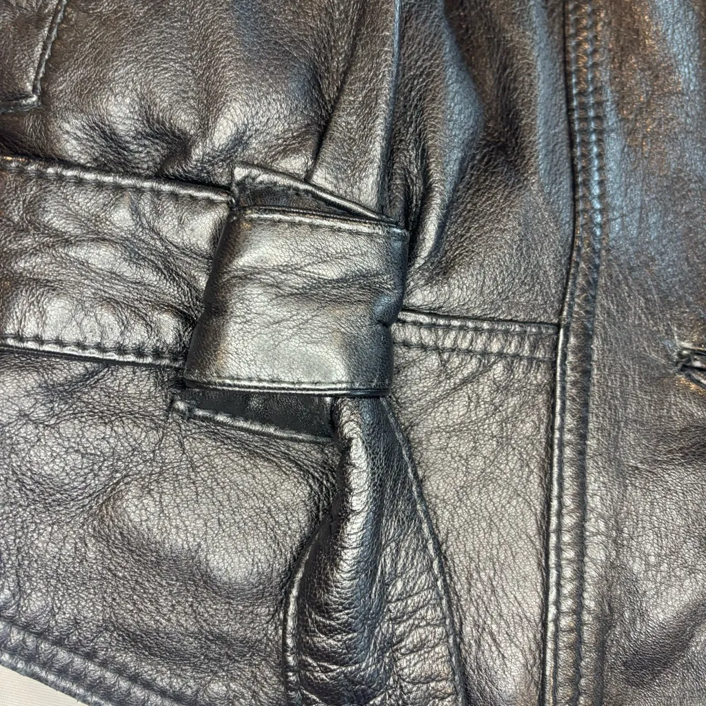 VINTAGE ALTIERI LINEA PELLE Made in Italy Black Leather Cropped Jacket Size 42 - Image 11