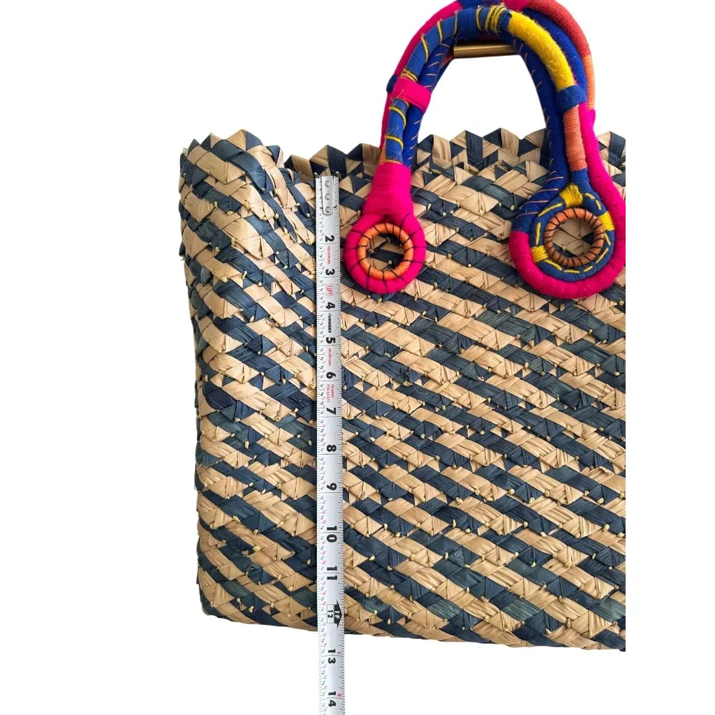 NANNACAY Multicolor Large Straw Woven Straw Tote Bag Pink - Image 8