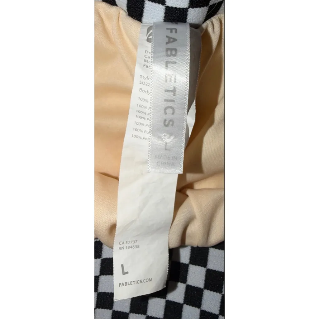 Fabletics Aisha Women’s L Cream Mesh Basketball Gym Shorts Checkered Athletic - Image 5