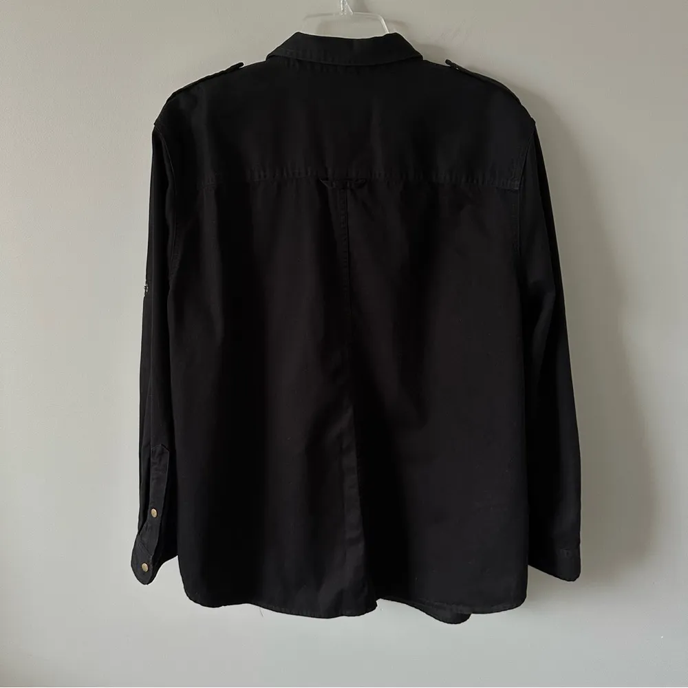 Ralph Lauren Safari Outfitters Black Snap Button Up Shirt Women's 2X Vintage - Image 10