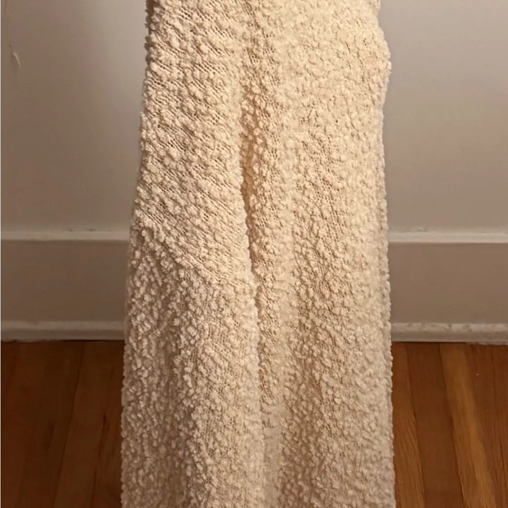 Textured Cream beige crewneck hi low Knit Sweater, size L cottagecore soft cozy Size L - Image 3