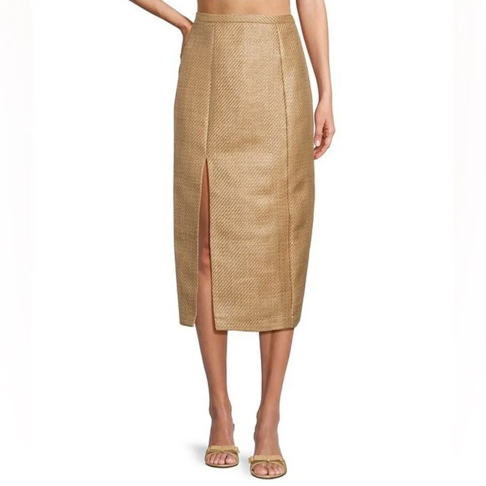 Antonio Melani The Style Bungalow Manana Raffia Midi Pencil Skirt, 12, Tan NWT‎ - Image 15