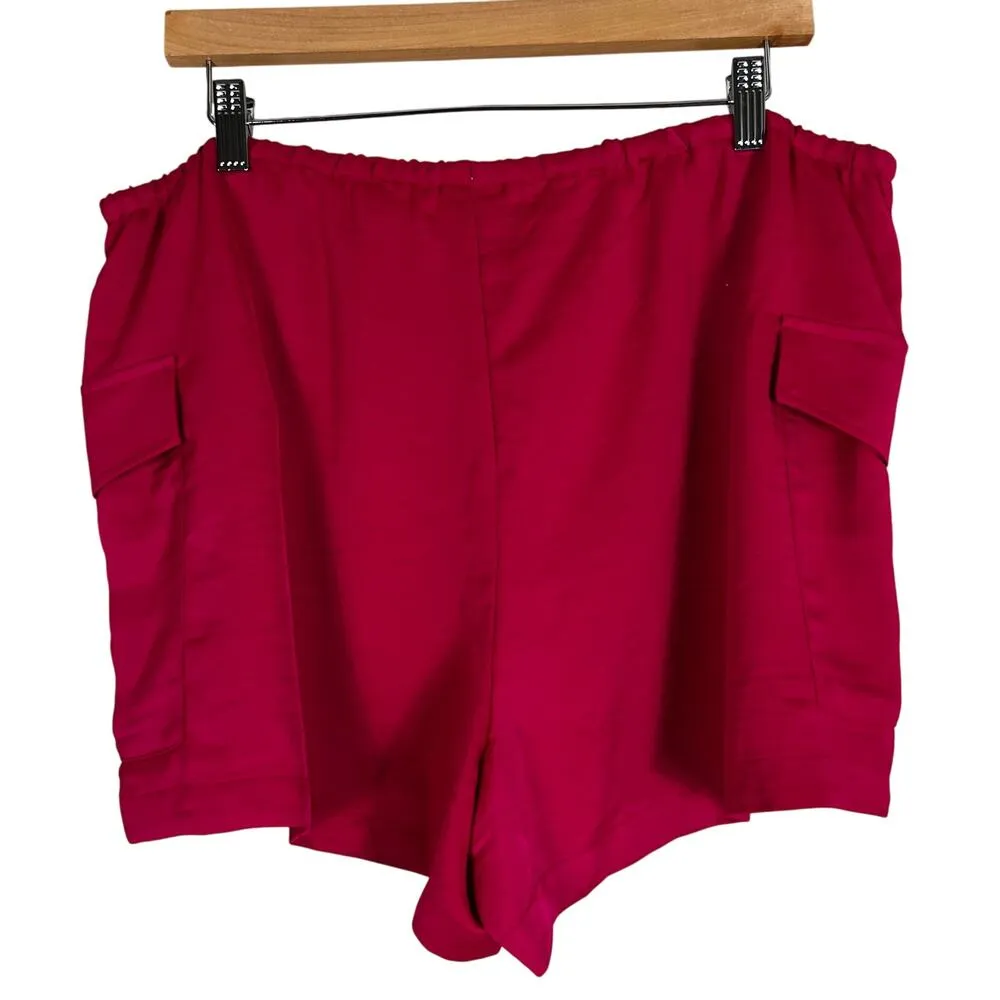 NWT A New Day Shorts Womens L Fuschia Pink Satin Cargo High Rise Barbiecore - Image 6