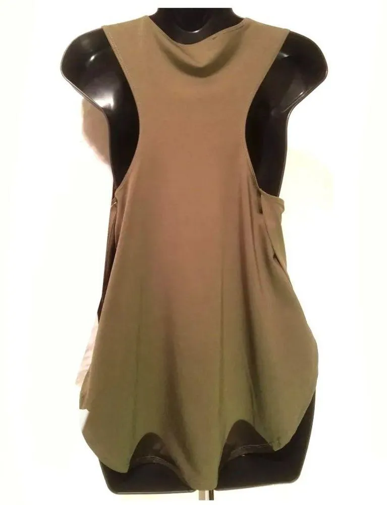 Energie Lark  Olive Green Laser-cutout  Tank Top Sz M - Image 6