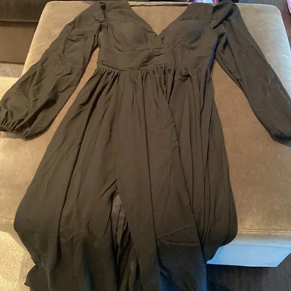 Women’s Black Full Length Chiffon V - Image 12