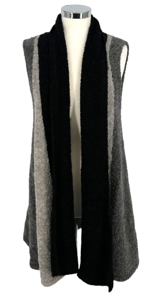 The Alpaca Guy Sleeveless Colorblock Vest Lounge Duster Gray Black One Size Size undefined - Image 1