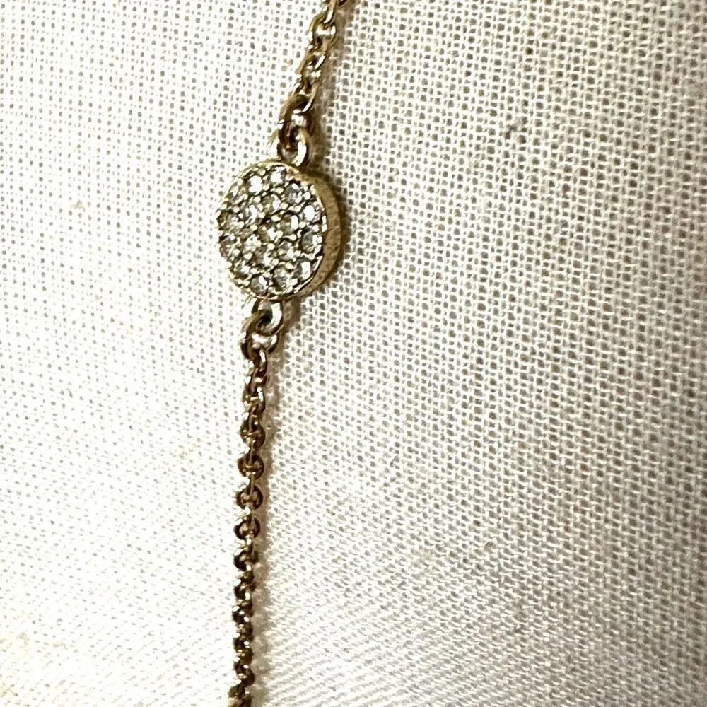 Kate Spade gold tone rhinestone long station necklace - Image 5