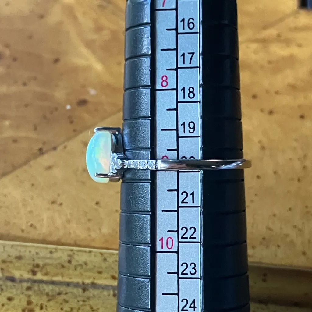 Natural Ethiopian Opal Sterling Silver Ring Set Size 9 - Image 6