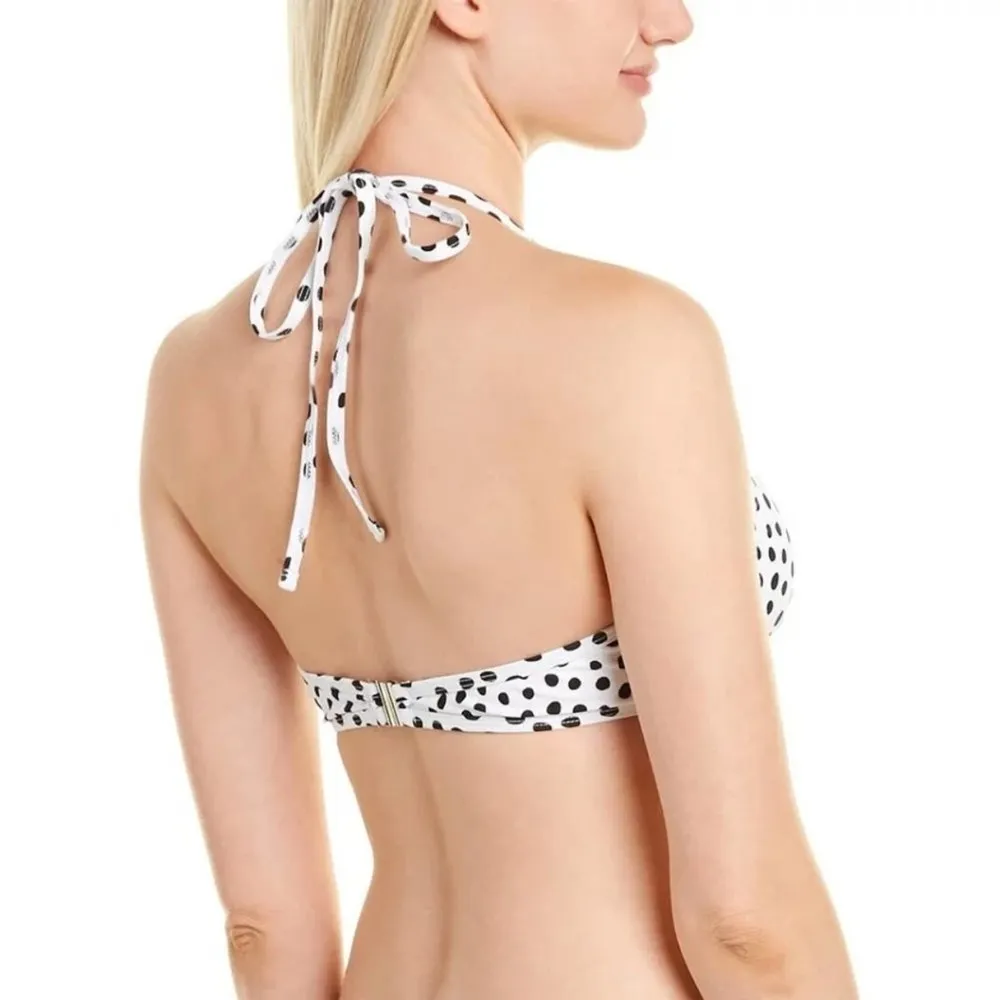 MinkPink White Black Polka Dot Strappy Bikini Top - Image 68