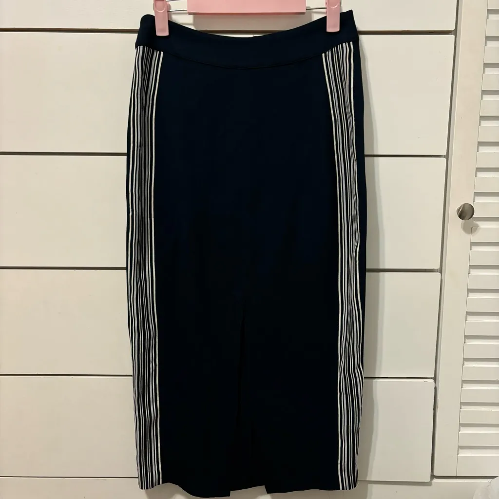 REISS High Rise Midi Pencil Skirt in Navy - Image 3