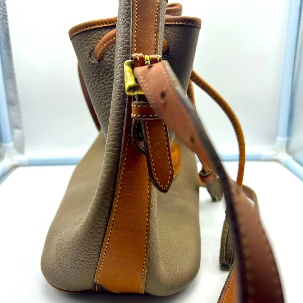 DOONEY&BOURKE Authentic tan brown pebbled leather drawstring bucket bag … - Image 6