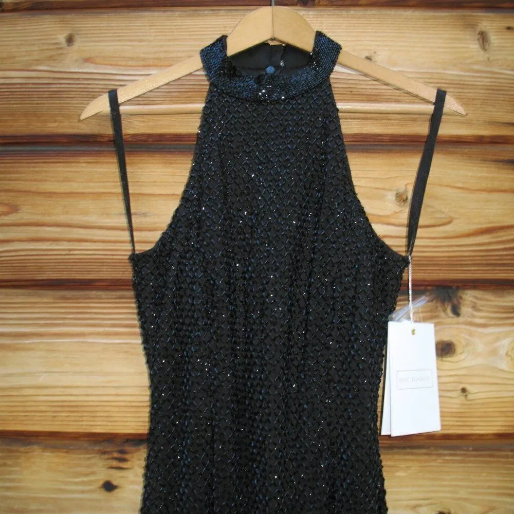 Mac Duggal 5531 HIGH NECK HALTER SLEEVELESS MIDI DRESS Black 2 - Image 8