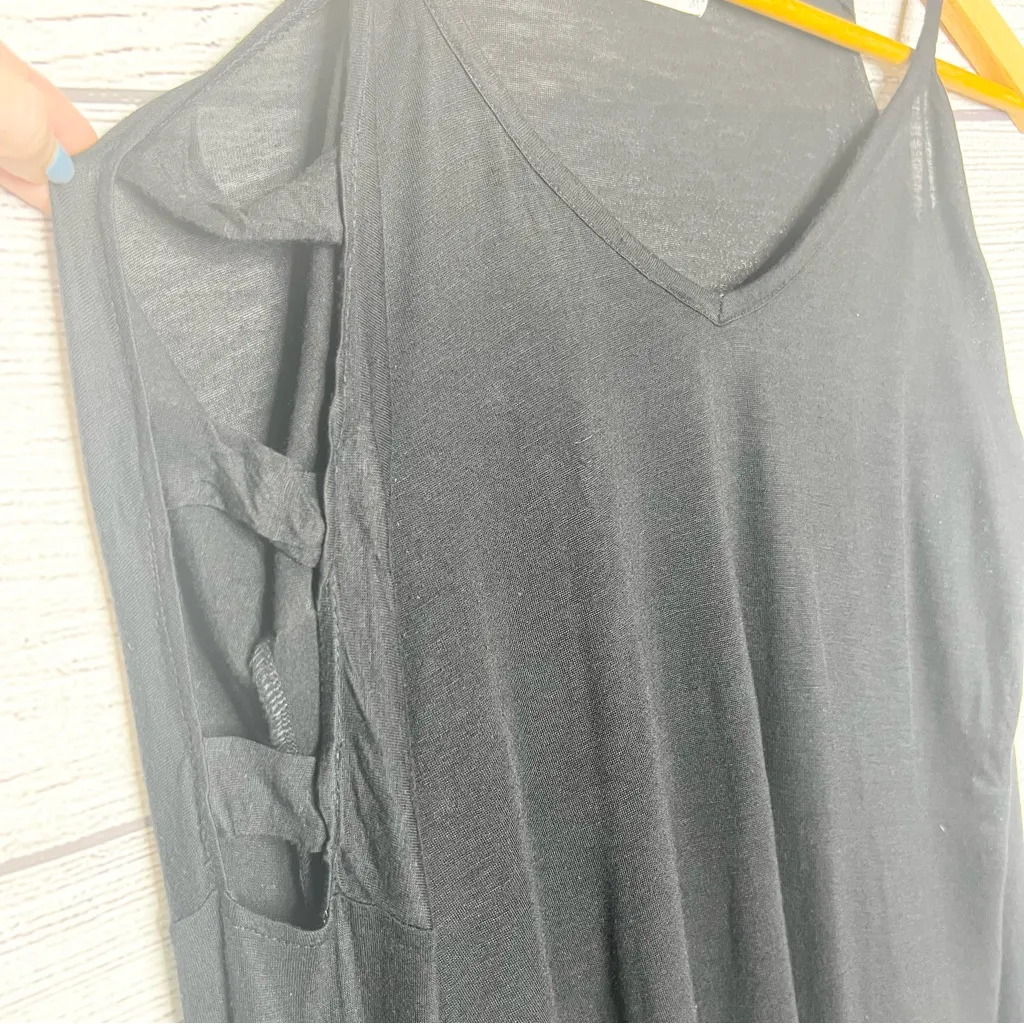 Glitz Black Long Sleeve Cold Shoulder Cut Out Stretch Top Size Medium - Image 6