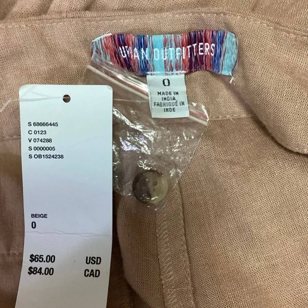 NEW Urban Outfitters  Linen Tan Baggy High Rise Trouser Wide Leg Pants Size 0 - Image 4