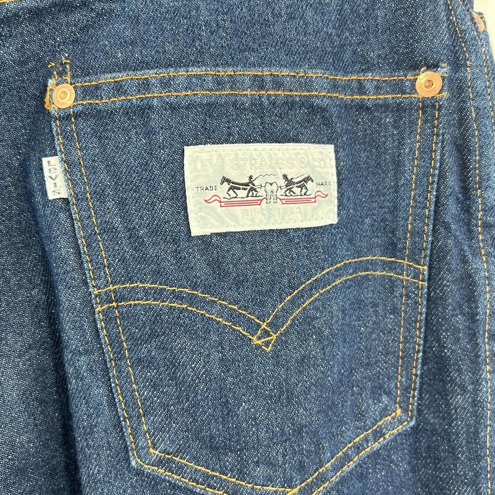 Vintage Levi's White Tab Dark Wash High Rise Straight Leg Jeans 60s 70s Size 29” - Image 6